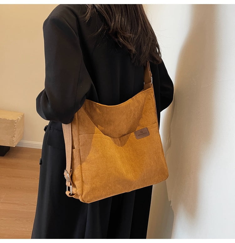 Kwuty Corduroy Tote Bag for Women Convertible Backpack Purse Crossbody Hobo Shoulder Bag with Multi Pockets Compartments