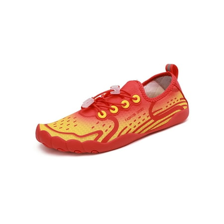 

Ritualay Unisex Beach Shoe Quick Dry Aqua Socks Color Block Water Shoes Comfort Breathable Sneakers Swim Outdoor Barefoot Red Yellow 9.5