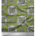 thumbnail image 1 of Soimoi Silk Fabric Floral Block Printed Fabric 1 Yard 42 Inch Wide, 1 of 3