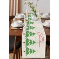 thumbnail image 4 of Green Tree Christmas Burlap-Cotton Table Runner 72 Inches Long,Xmas Tree Snowflake Rustic Farmhouse Table Runners,Outdoor Dining Tablecloths Decor for Baby Shower Party Wedding 13x72, 4 of 9