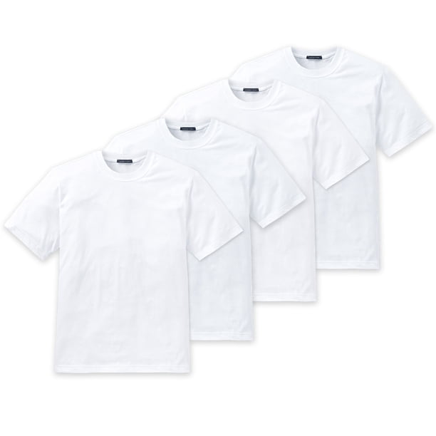 SCHIESSER Camiseta americana para hombres, paquete de 2 - 1/2 manga, camiseta interior, cuello redondo Blanco M (Medium)