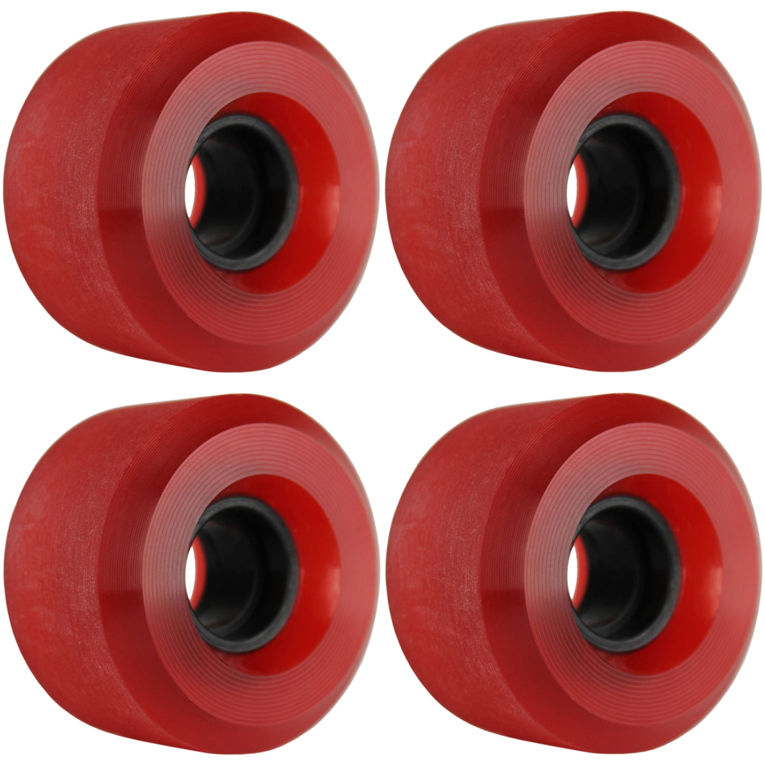 Longboard Skateboard Cruiser Wheels 61mm Shaved End Cut Trans Red USA