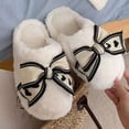 thumbnail image 5 of Cute Bow Fuzzy Slippers for Women, Womens Memory Foam Fluffy Warm Cozy Indoor House Shoes White, 5 of 9