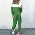 thumbnail image 2 of BLOCLOALO 2 Piece Lounge Set Pullover Crewneck Sweater Women's Outfit Crewneck Pullover Tops and Long Pants Sweatsuits with Sweatpants Long Sleeve Tops Drawstring Pants Comfy Lounge Set Green S, 2 of 5