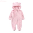 thumbnail image 2 of LYHaoo Boys Romper Newborn Infant Baby Boys Girls Snowsuit Winter Coat Solid Bear Warm Fleece Hooded Footed Romper Jumpsuit Outfits,Sizes 0-3 Months, 2 of 5
