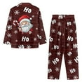 thumbnail image 4 of Yuyamidu Santa Men Nightwear Set of 2 HO-HO-HO Button Down Pj Relaxed Lounge Wear Size S Men's Long Sleeve Nightwear Christmas Sleepwear with Pockets, Red Black Stripes, 4 of 6