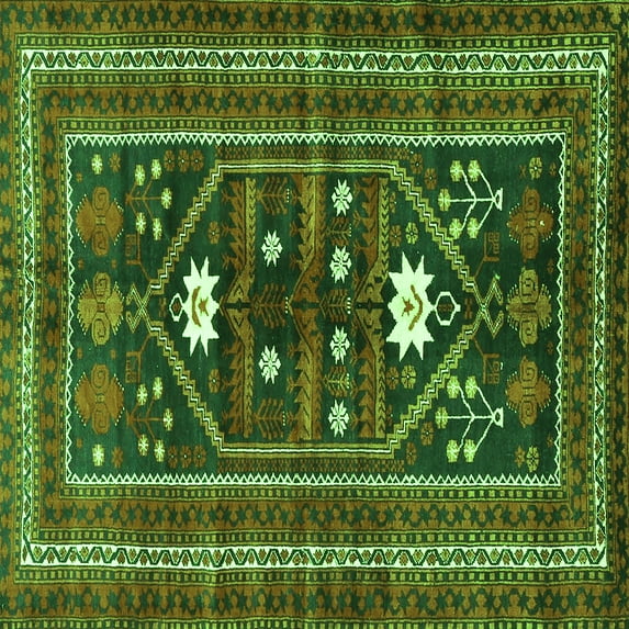 Ahgly Company Indoor Square Persian Green Traditional Area Rugs, 4' Square