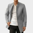 thumbnail image 2 of YLSDY Men's Wool Blend Overcoat Winter Trench Coat Long Sleeve Jacket Warm Outerwear Gray XXL, 2 of 6