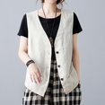 thumbnail image 2 of Skpblutn Women'S Jacket Coats Winter Fall Casual Comfortable Tops Spring Linen Vest Vest Solid Sweetheart Cotton Linen Short Neck Sleeveless Open Front Jackets Coat A M, 2 of 7