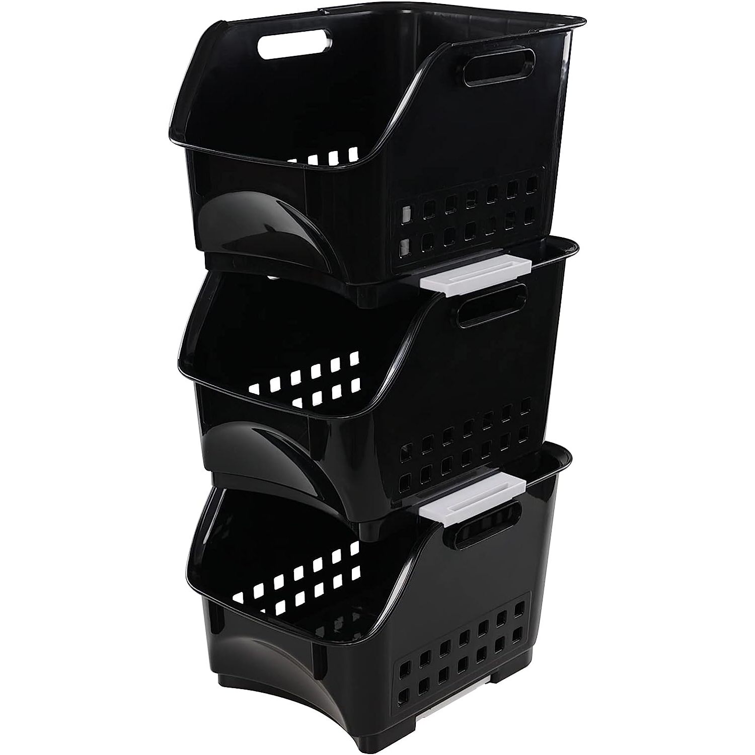 UlaREYoy 3Pack Stacking Organizer Baskets, Plastic Stackable Storage