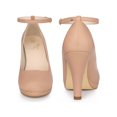 thumbnail image 4 of BLISSFUL STEP Women's Round Toe Ankle Strap Stiletto High Heels Pumps -PU Nude-PU 8.5, 4 of 5