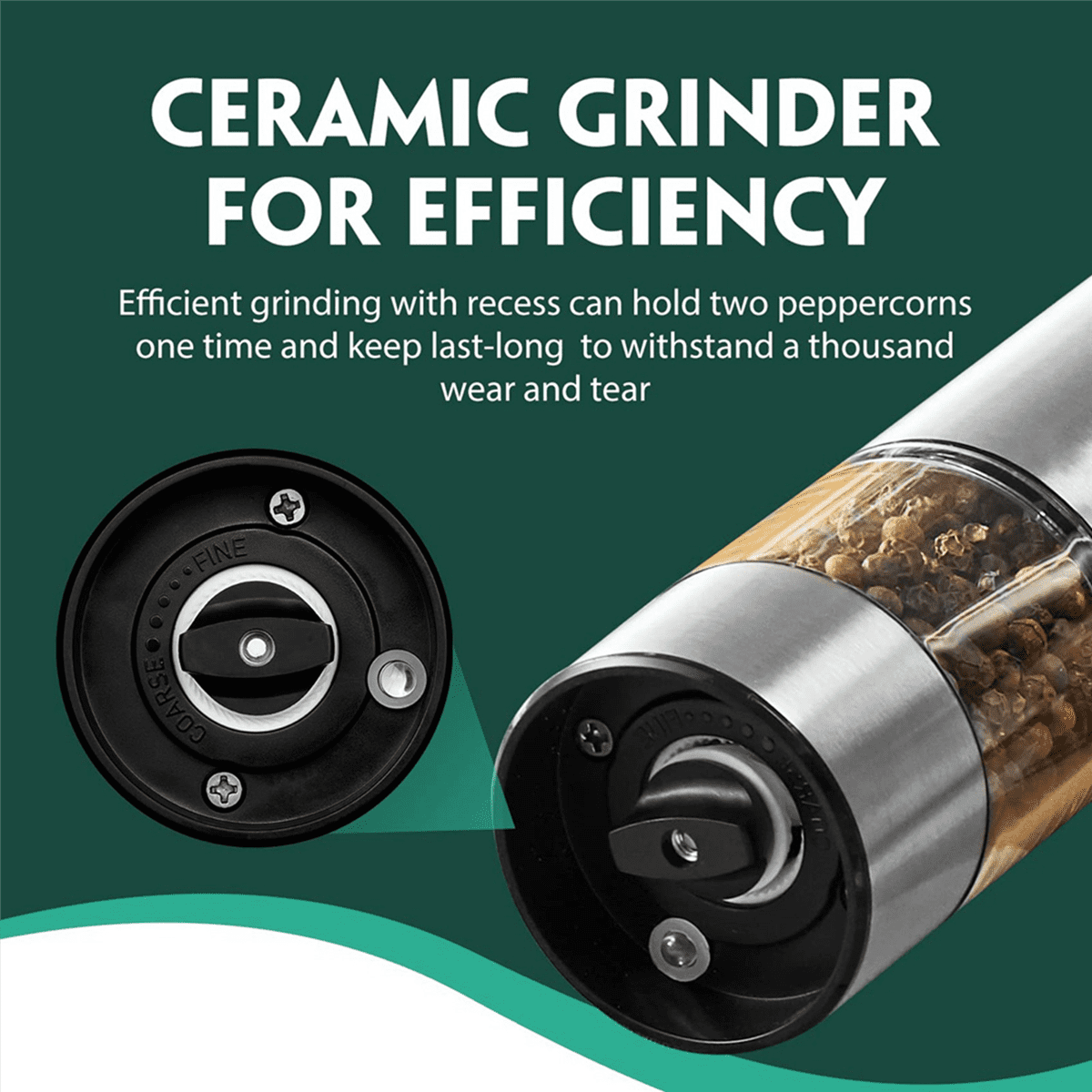 2X Electric Pepper Grinder, Automatic Pepper Mill Grinder, Stainless Steel Battery Operated Salt Grinder Refillable