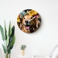thumbnail image 4 of Non-Ticking Silent Clock Battery Operated Analog Clcok Round Wall Clocks Decorative for Living Room-Golden Retriever Dog Beautiful Wreath Picture(10inch), 4 of 4