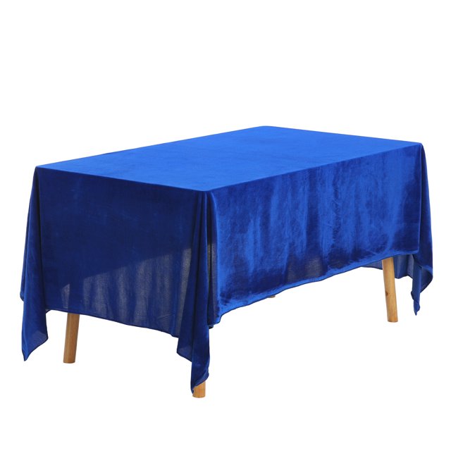 Unique Bargains 1 Pack Rectangle Tablecloth, Velvet Washable Table Cover for Wedding or Banquet Blue 160x260cm