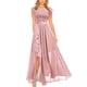 thumbnail image 3 of ¡Oferta de vestidos de fiesta! Vestidos Umfun para invitadas de boda, de encaje, patchwork, lisos, cuello redondo, sin mangas, vestido largo, el mejor regalo para festivales, rosa XL., 3 of 6