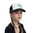 thumbnail image 4 of PAYOHTO Kids White Palm Leaves Blue Baseball Hat Back Adjustable Mesh Breathable Hats Black Trucker Cap Outdoor Fishing Sun Caps for Boys or Girls ages 4-10, 4 of 9