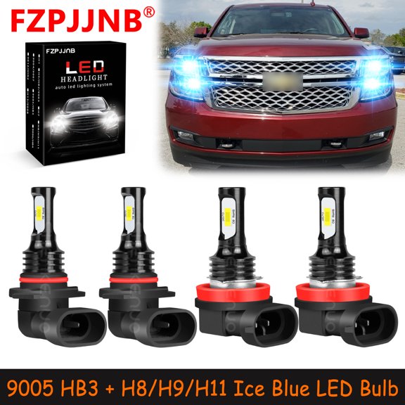 FZPJJNB 9005 H8/H9/H11 for Chevy Tahoe 2007-2019 Ice Blue Led Headlights Bulb High/Low Beam,HKL,C04