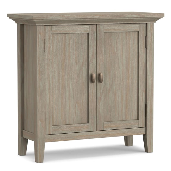 Simpli Home Redmond SOLID WOOD 32 inch Wide Transitional Low Storage Cabinet in Distressed Grey