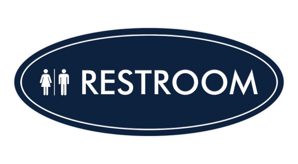 Signs ByLITA Standard All Gender Restroom Sign Navy Blue/White Medium