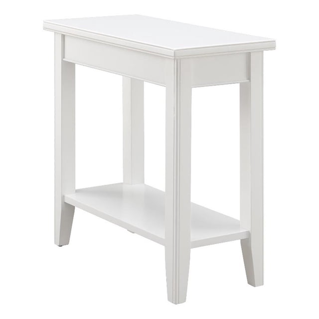 Pemberly Row Table d'Appoint Étroite en Bois Massif avec Tablette, Blanc