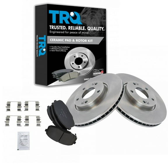 TRQ Front Brake Pad & Rotor Kit Brake Pads Brake Rotor Ceramic Fits Select 2010-2013 Kia Forte Forte Koup