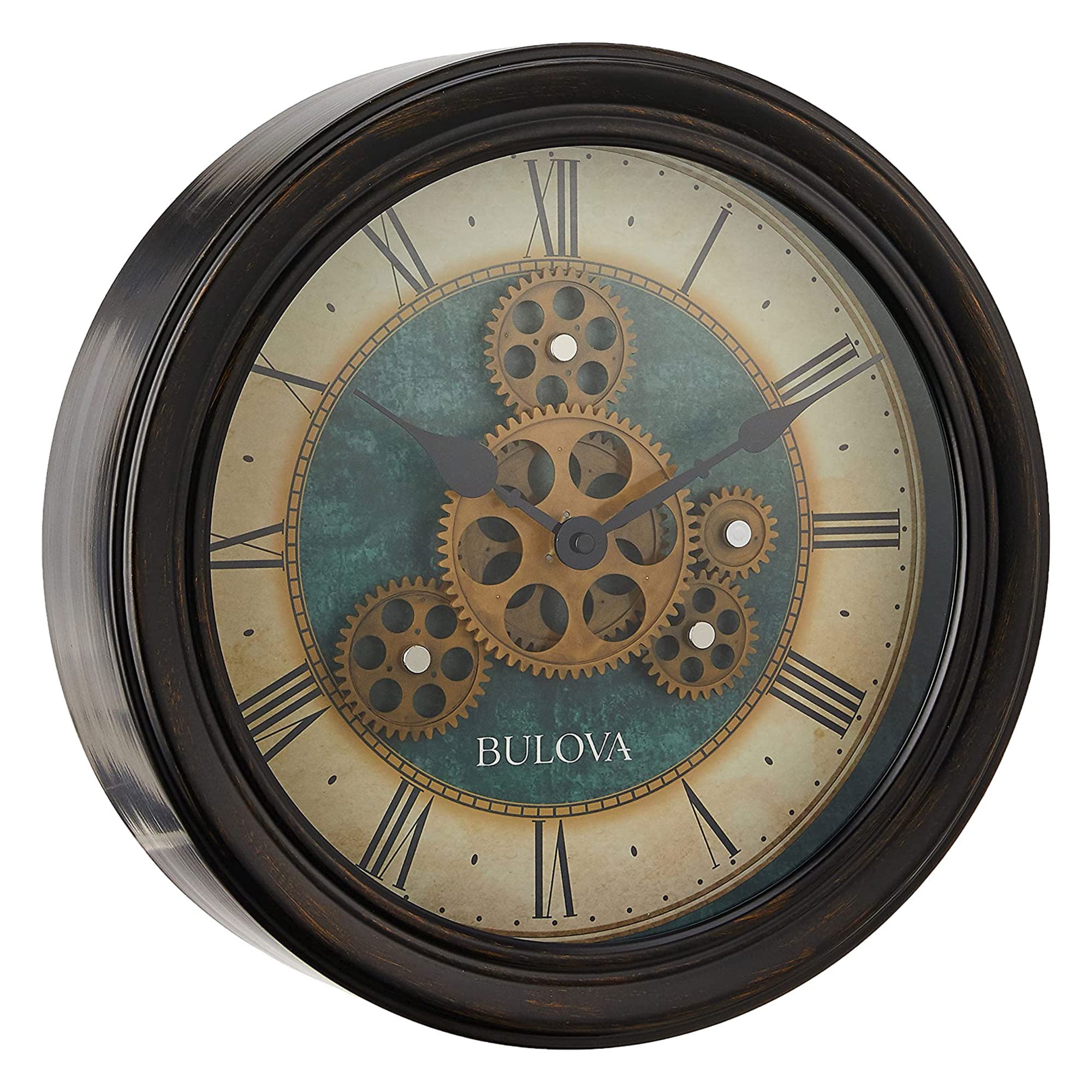 Bulova Clocks C 4833 Industrial Motion 12 . 8 Inch Round Wall Clock, Black