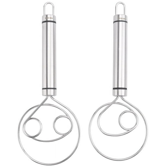 Danish Dough Whisk, 2 Pack Premium Stainless Steel Dutch Whisk, Large Hand Mixer Artisan B2Xk3743