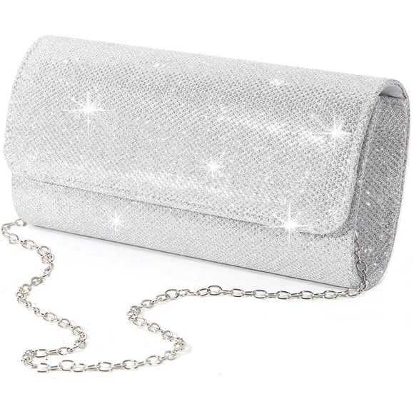 Bolsa de noche lovyoCoCo para mujer brillante plateado L
