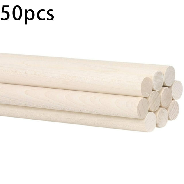 50Pcs Wooden Dowel Rods Unfinished Wood Dowels, Solid Hardwood Sticks for Crafting, Macrame, DIY & More, Sanded Smooth