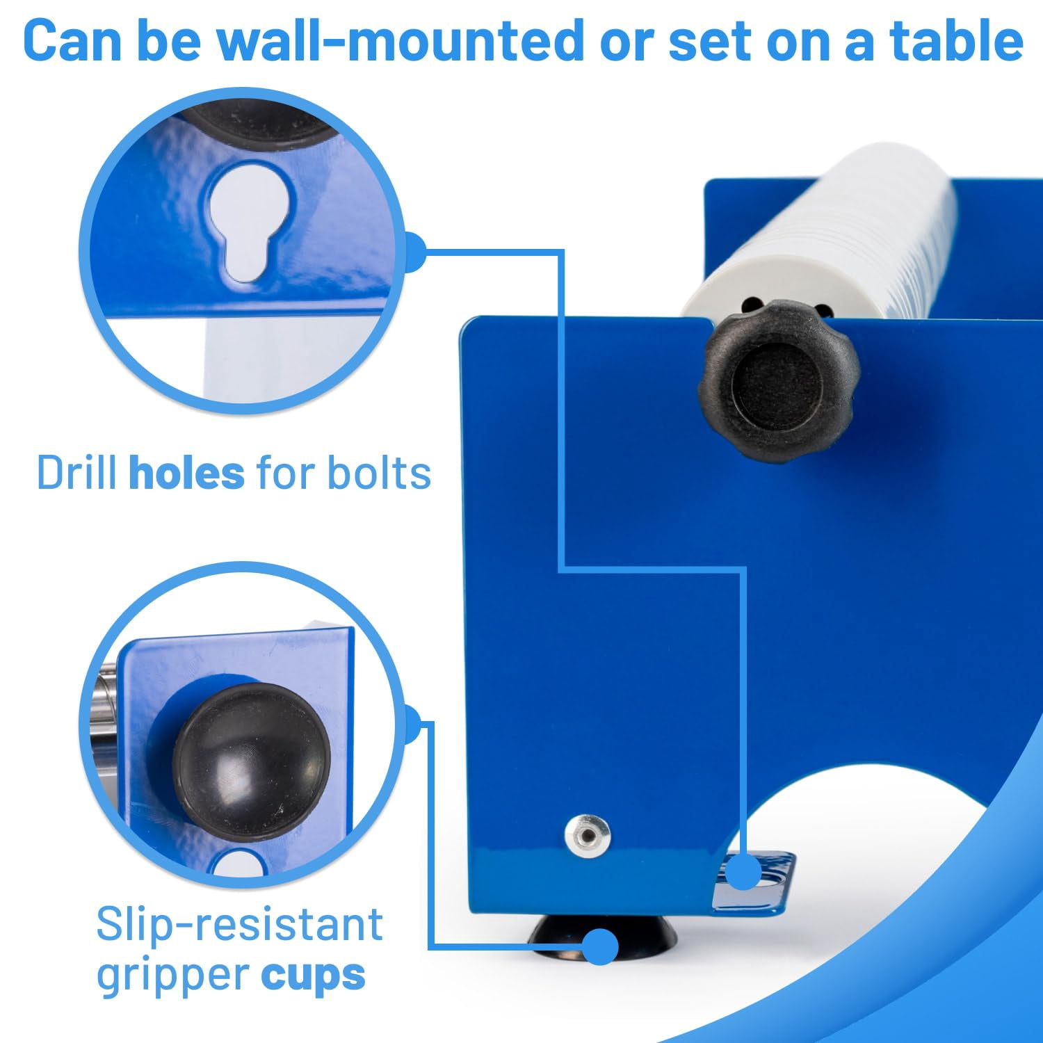 IDL Packaging 18" Manual Label and Tape Dispenser, 2" and Up Core Size, Adjustable Roll Width - Tabletop & Wall-Mounted Multi Roll Holder