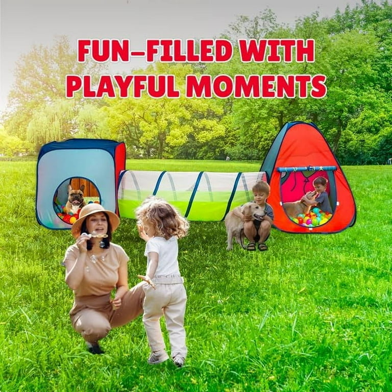 Kiddzery 3-in-1 Kids Playhouse Set: Indoor Pop Up Tent