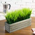 thumbnail image 2 of MyGift 14 Inch Artificial Green Grass Plant in Vintage Gray Wood Planter Window Box, Faux Greenery in Decorative Rectangular Crate Style Wooden Container, 2 of 7
