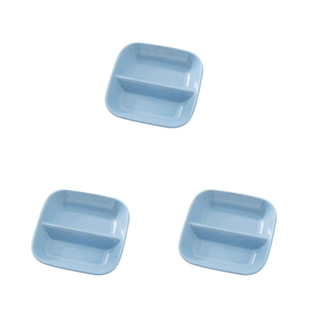 Unatoiry Seasoning Dish Divided Square Plate Sauces Plate Snacks Dish Storage Trays Plate Saucer Food Container for Dumpling blue 3Set