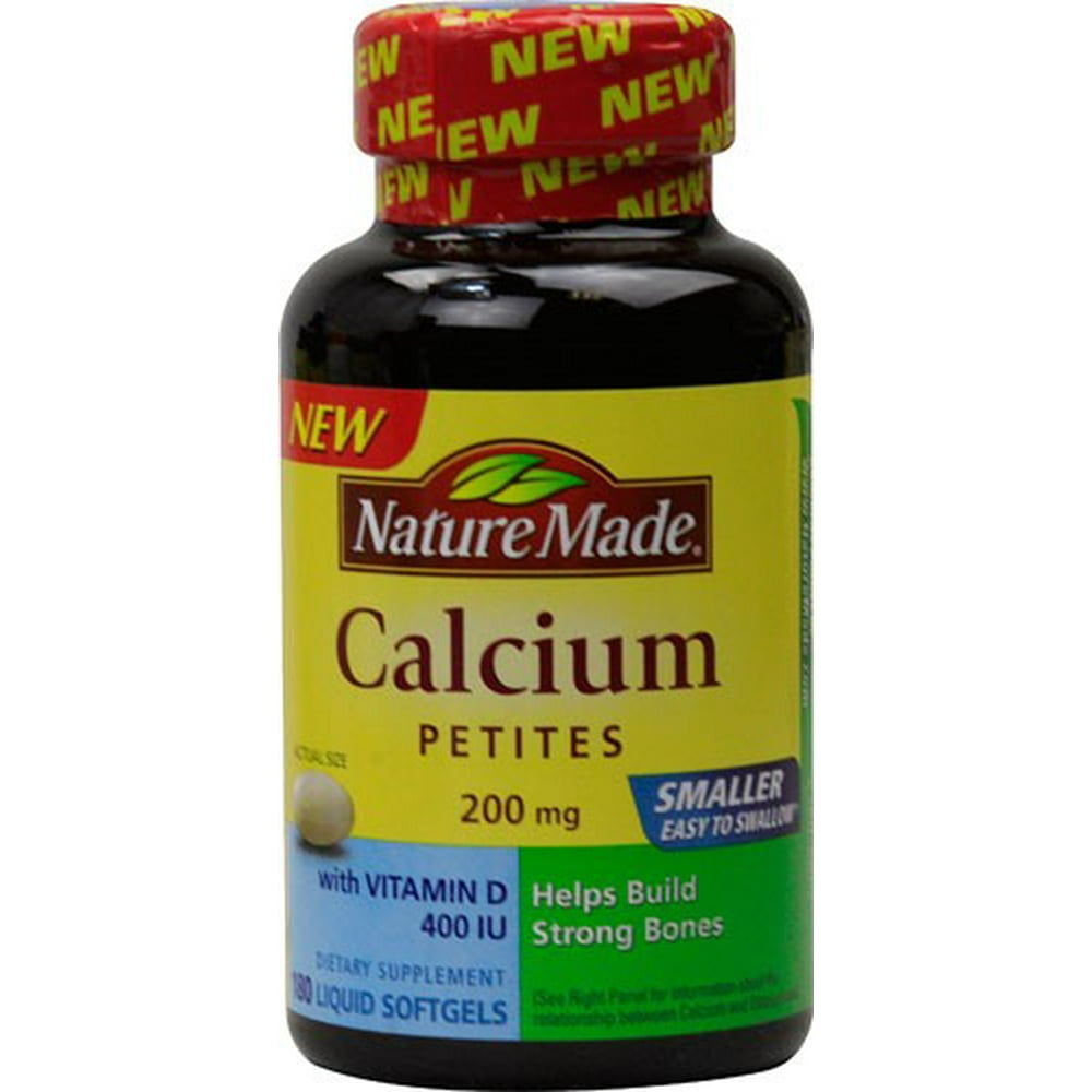 Nature Made Calcium Petites 200 MG With Vitamin D Softgels, 180 Count