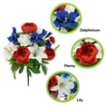 thumbnail image 2 of Mainstays 21 in Outdoor Artificial Floral Bouquet, Red Peony, White Lliy and Blue Delphidium, 2 of 6
