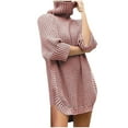 thumbnail image 2 of BONIXOOM Sweaters For Women Trendy Modern Fit Sweater Pullover Vacation Turtleneck Fall Sweater Pink L(US:8), 2 of 6