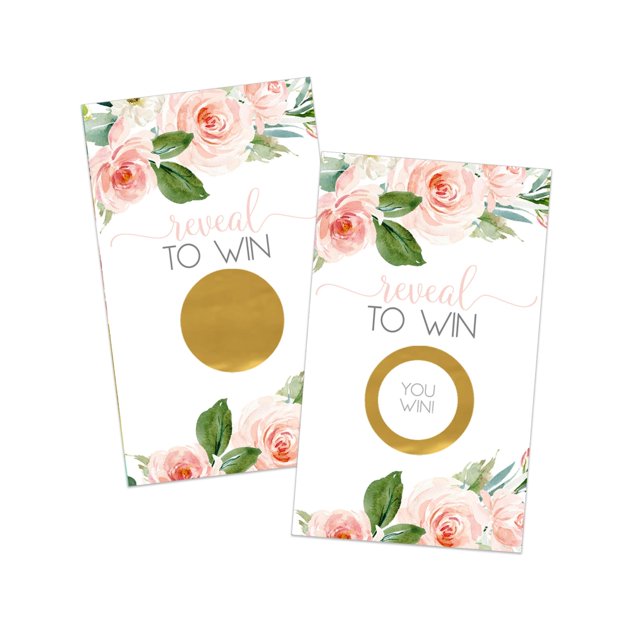 Graceful Floral Scratch Off Game Cards (30 Pack) - Fun Bridal Shower Games, Modern Wedding Activities, Lottery Tickets for Door Prizes, Raffle Drawings, Instant Win Scratchers, Baby Shower Favors