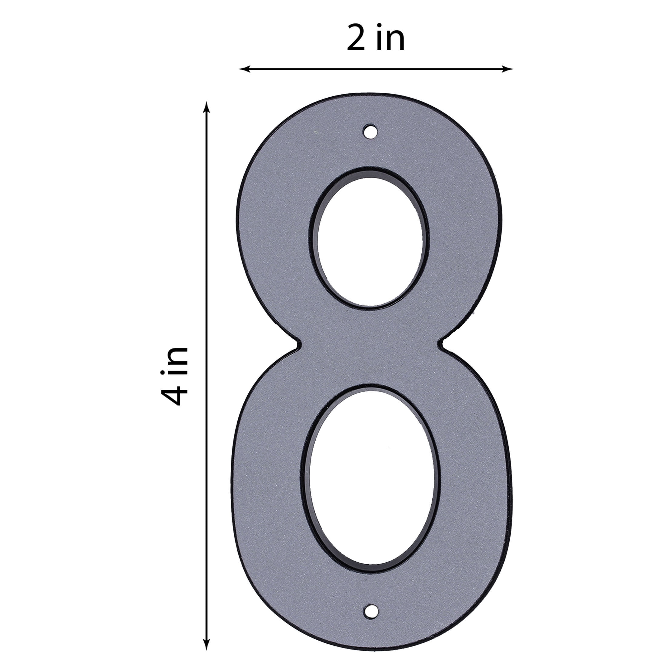 (5 pack) HY-KO 4" Reflective Plastic Modern Number 8