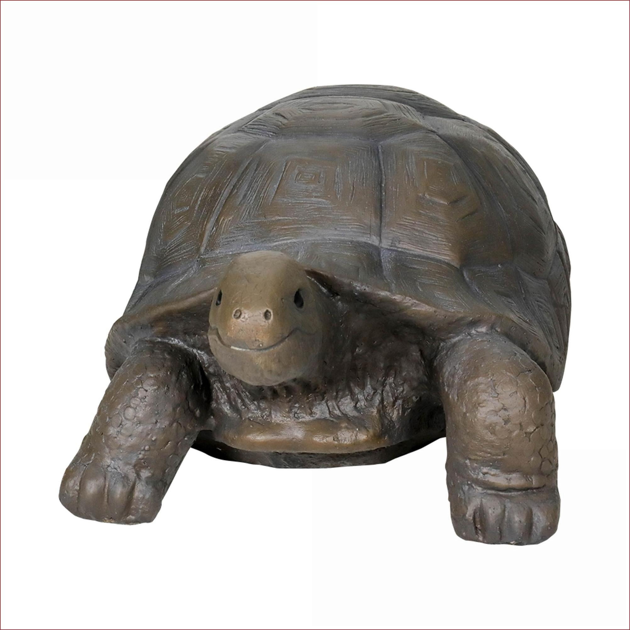 Garden Statues | Large Turtle Outdoor Sculpture, Charcoal Gray, Weather Resistant for Garden Patio Lawn | Concrete Cement | Brown