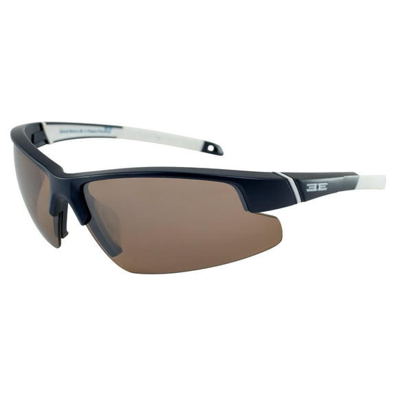 Epoch Bravo Motorcycle Sunglasses Navy/White Frame with High Clarity Brown Polarized Lens