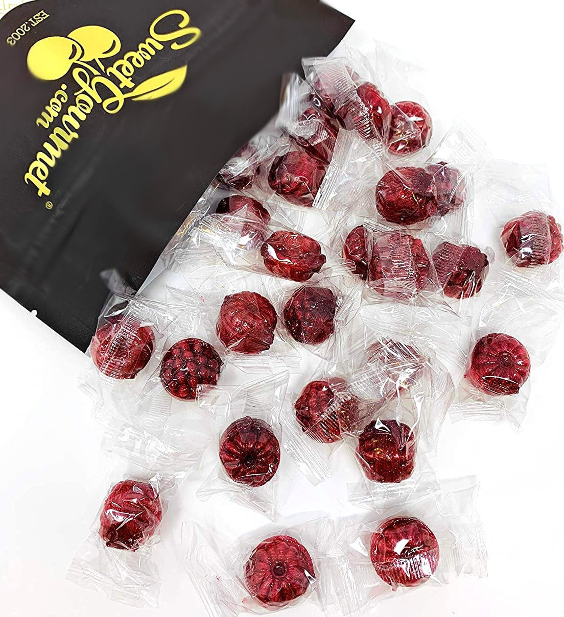 SweetGourmet Wrapped Filled Raspberries Bulk Hard Candy Kosher