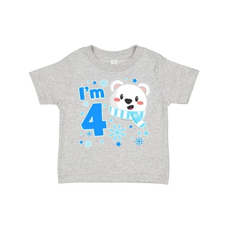 

Inktastic I m Four- Cute Polar Bear Fourth Birthday Gift Toddler Boy or Toddler Girl T-Shirt