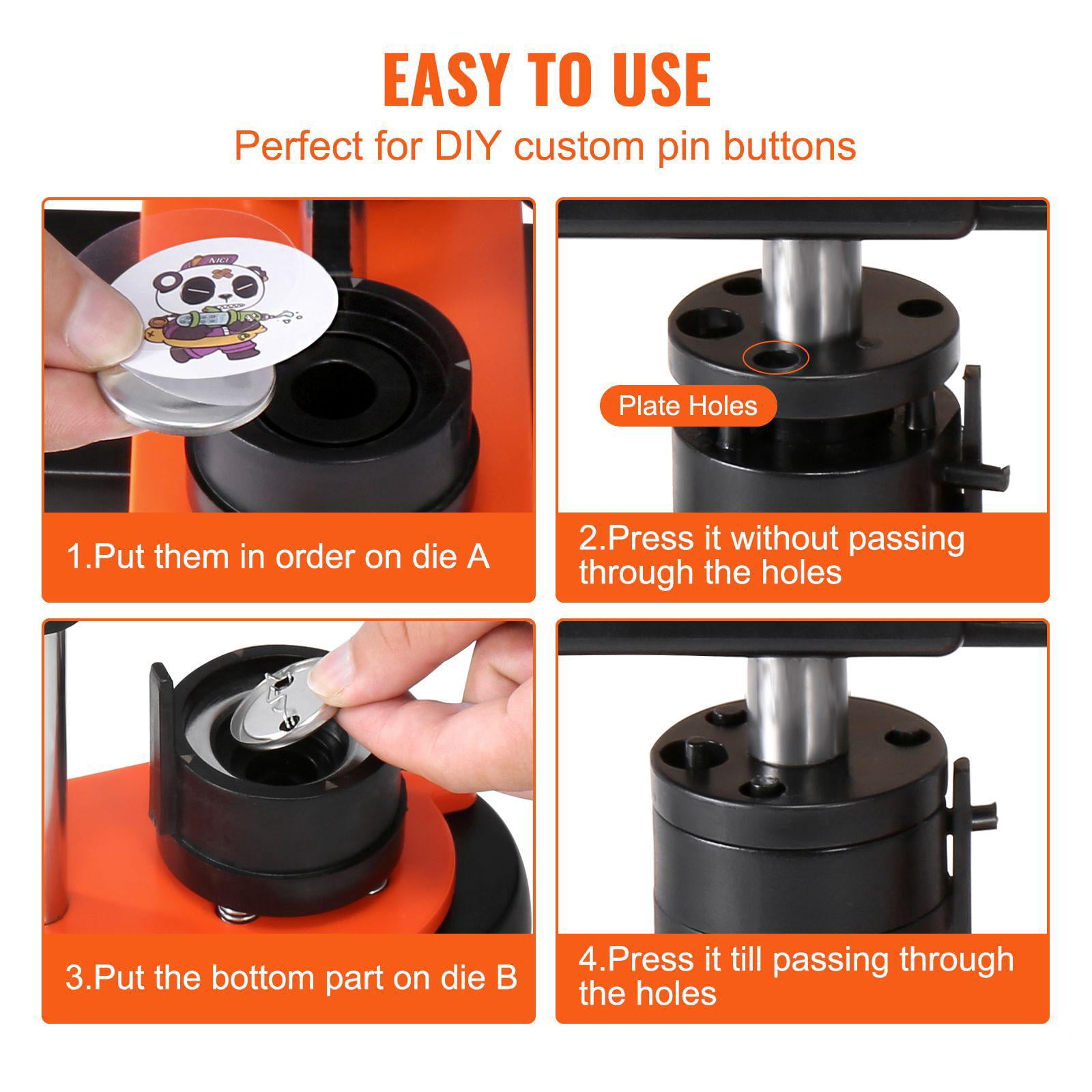 1.25 Inch 32mm Button Maker Machine with 500 Button Fittings Ergonomic Curved Handle Stamping Kit Panda Magic Book DIY Gift for Kids Christmas
