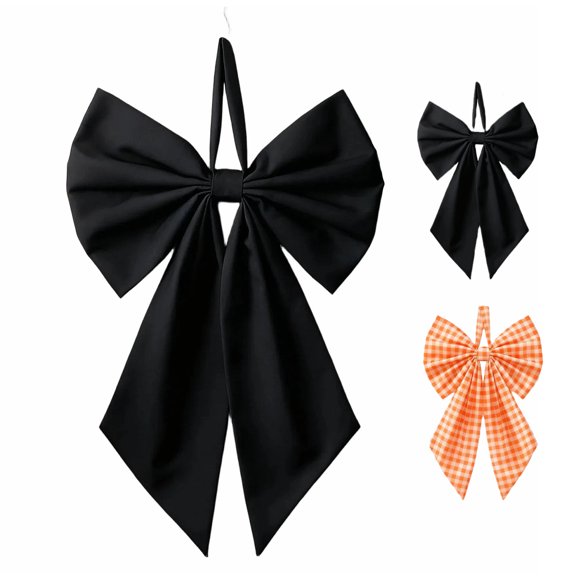 Kdkad 10×7 In Halloween Bows, Decorative Satin Fabric Hanging Bows Ornaments for Wreath, Tree, Fireplace, Front Door, Indoor Outdoor Halloween Decorations