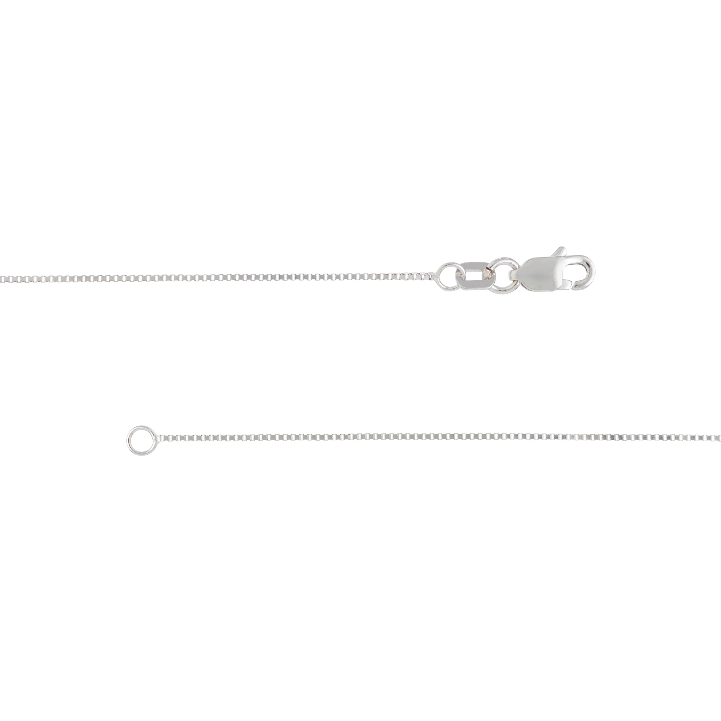 14K White Gold Women's 22" 0.66mm Box Chain Necklace with 050 Gauge and Lobster Lock Quality Tag
