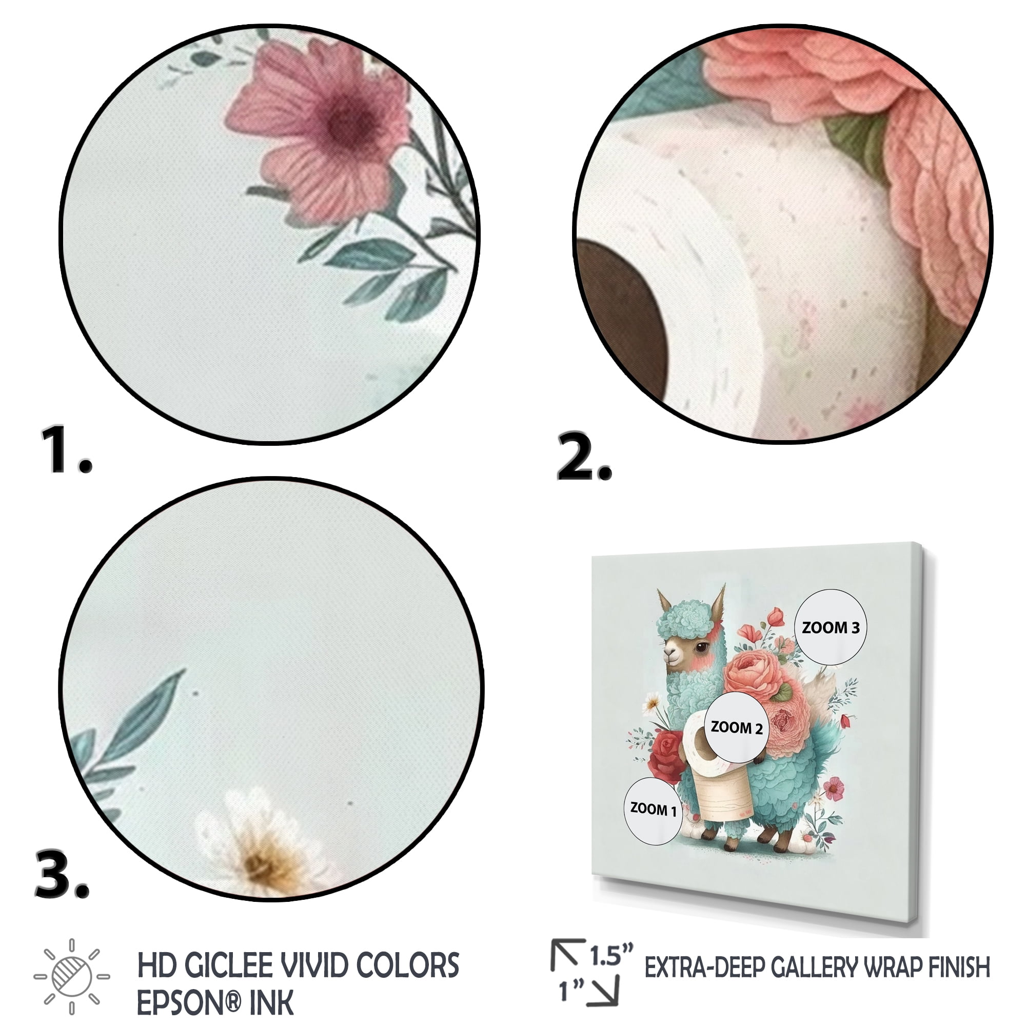 Designart Llama Building A Tower Of Toilet Paper With Flowers I Canvas Wall Art