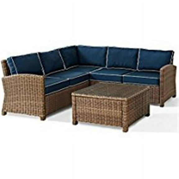 Crosley KO70019WB-NV Bradenton 4 Piece Outdoor Wicker Seating Set, Navy