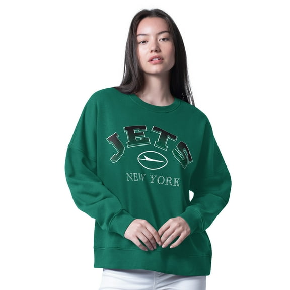 Women's G-III 4Her by Carl Banks Green New York Jets Oversized Feud Sweatshirt