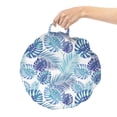 thumbnail image 2 of Nature Round Floor Cushion with Handle, Tropical Palm Tree Leaves Depicted in Shades of Blue on Plain Backdrop, Decorative Pillow for Living Room & Dorms, 18" Round, White and Multicolor, by Ambesonne, 2 of 4