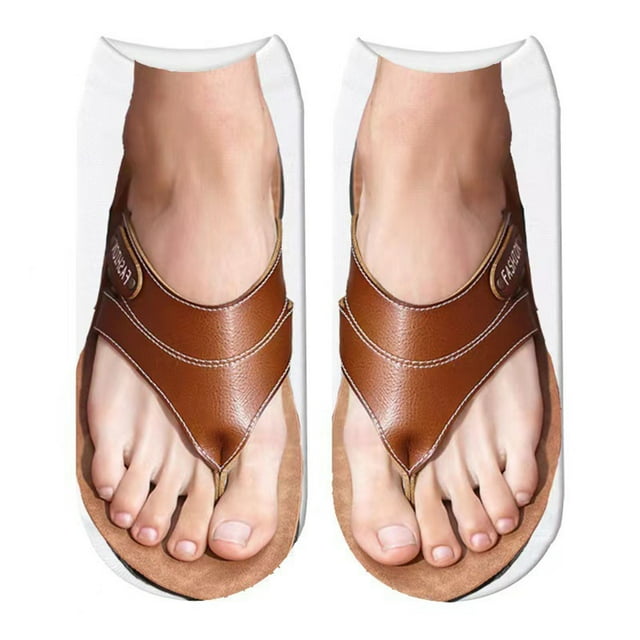 PEIXUN Sandales Motif 3D Chaussettes Imprimées Chaussettes de Course Femmes Personnalité Cheville Basse